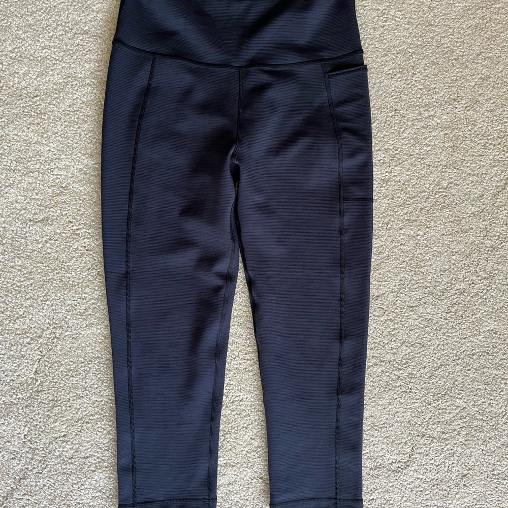 Dark Blue Sweaty Betty Super Sculpt Leggings, 7/8 length sz M